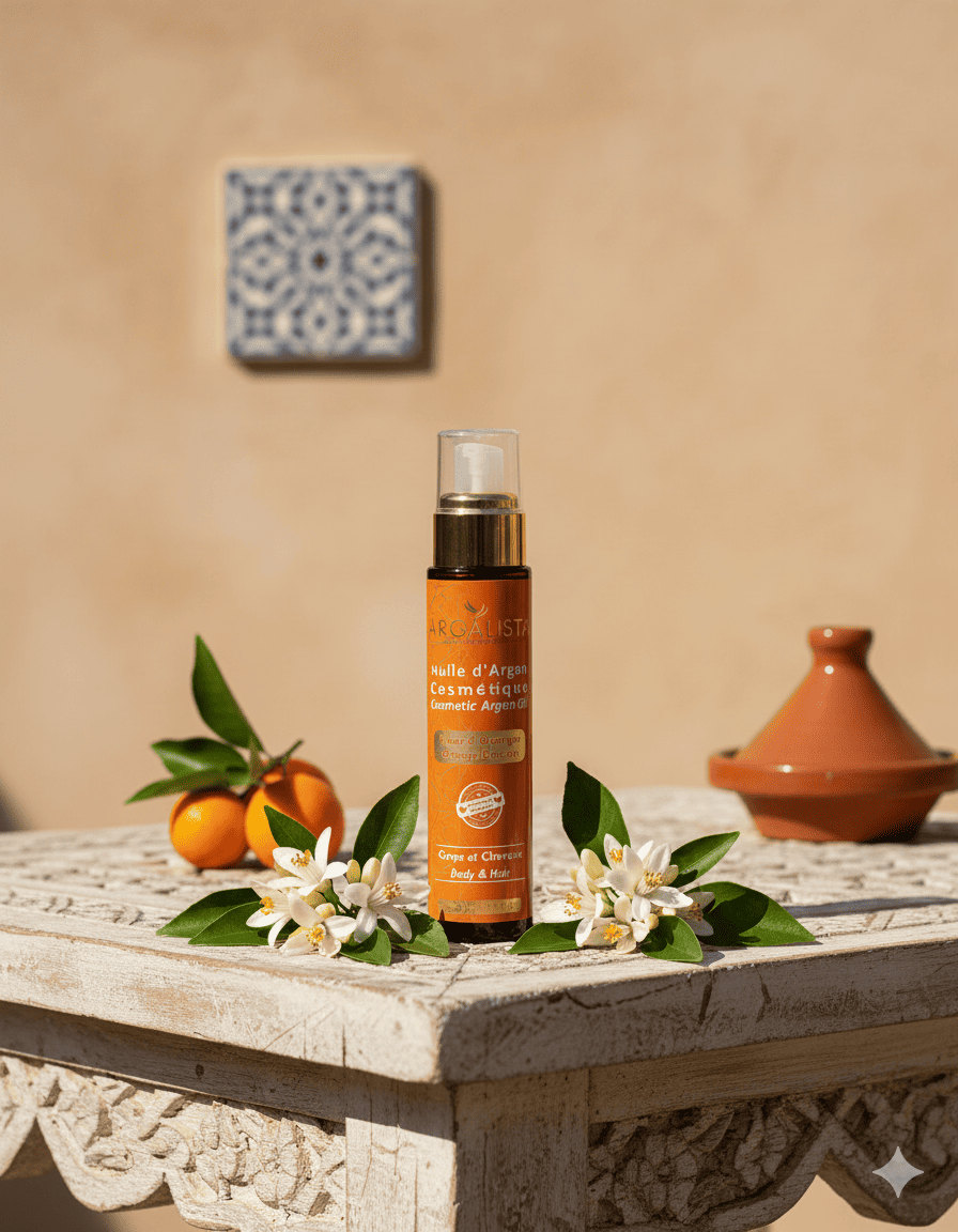 Huile d'argan cosmétique Aromatisée fleur d'oranger 50ML