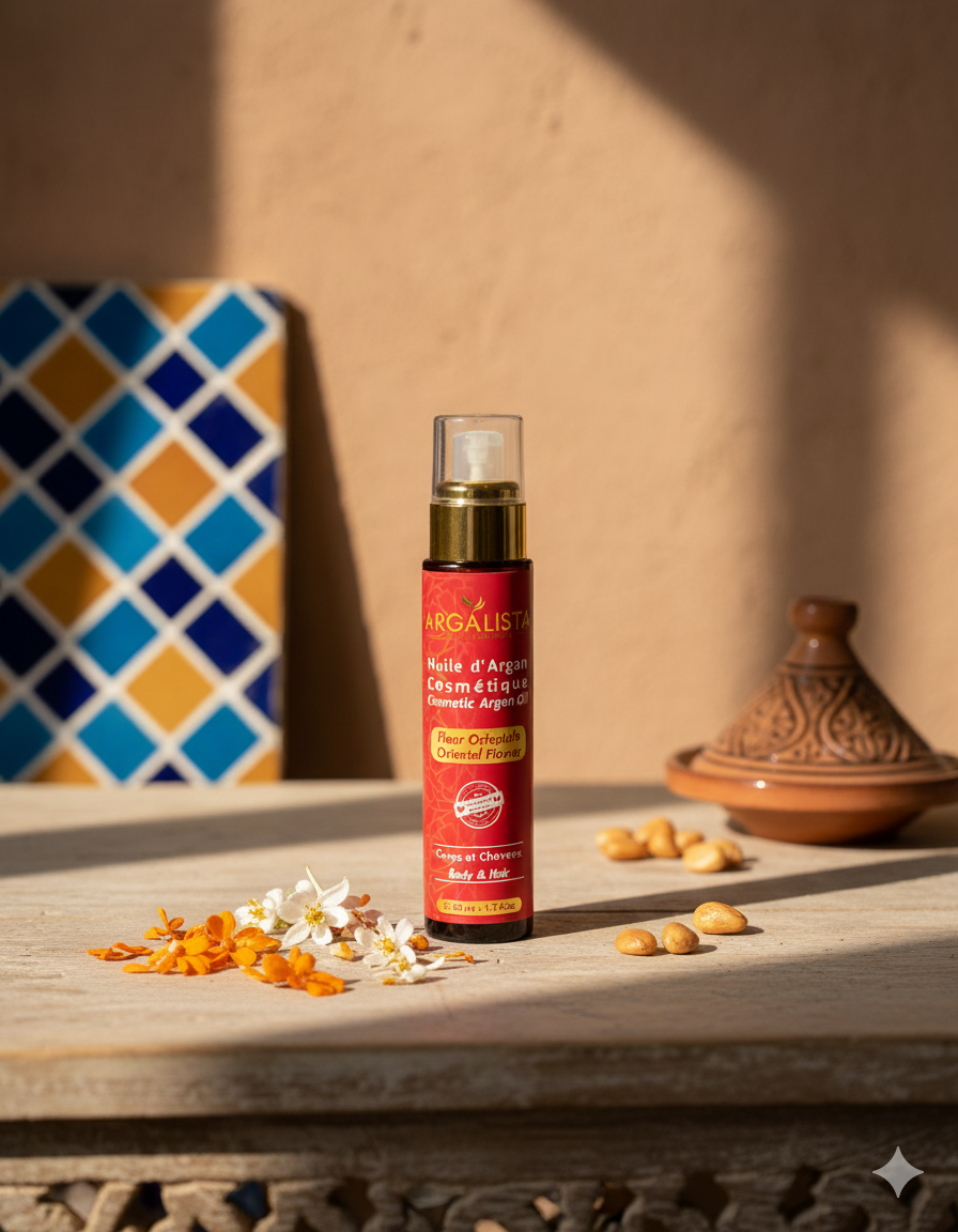 Huile d'argan cosmétique Aromatisée fleur orientale 50ML thumbnail 2