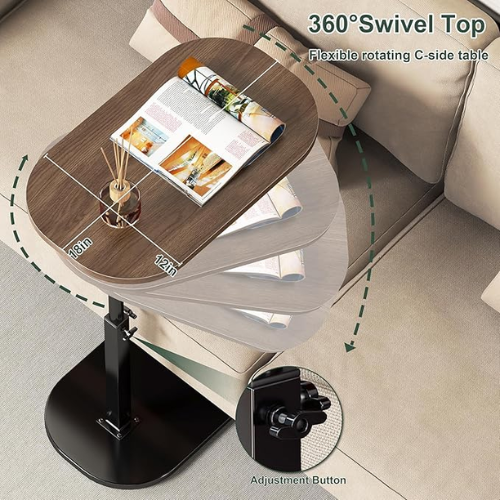 Table basse en C, table d'appoint ou de chevet, encastrable et compacte pour salon, gain de place portable. thumbnail 4