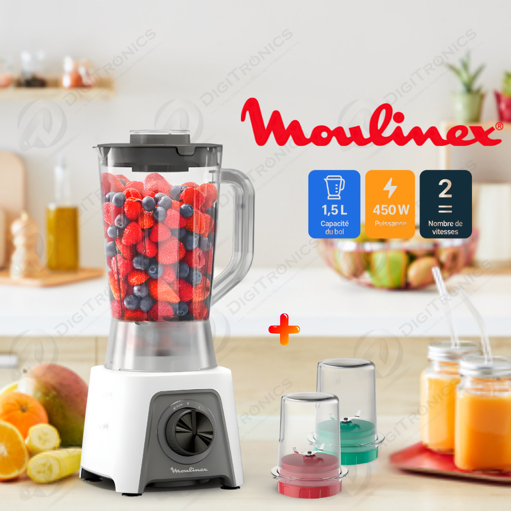 Blender Blendeo+ 1,5L, 450W, Broyeur & Hachoir Inclus, LM2C3110