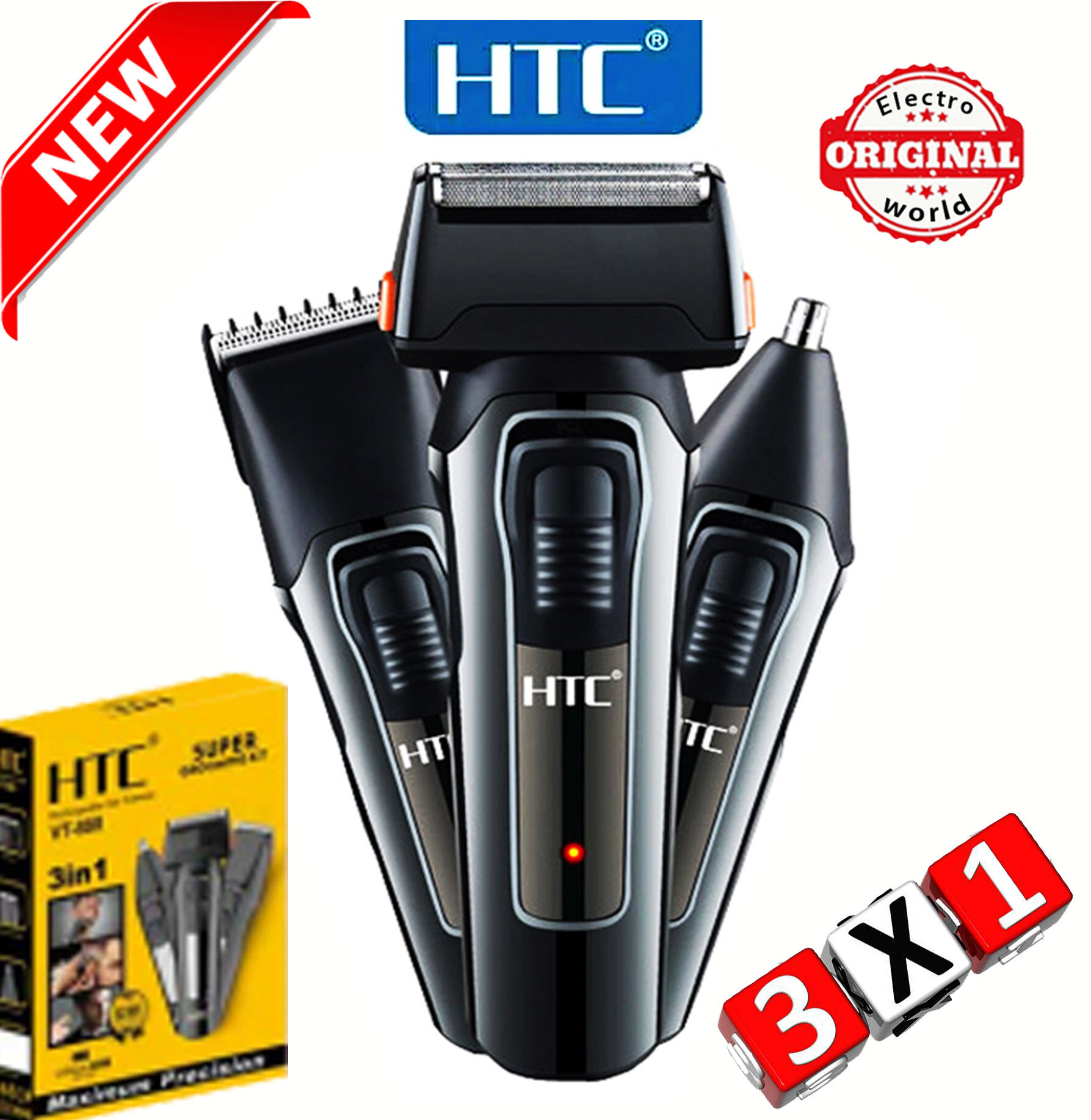 Tondeuse  AT-1088 Rechargeable Multifonction 3 in 1 cheveux barbes nez oreilles