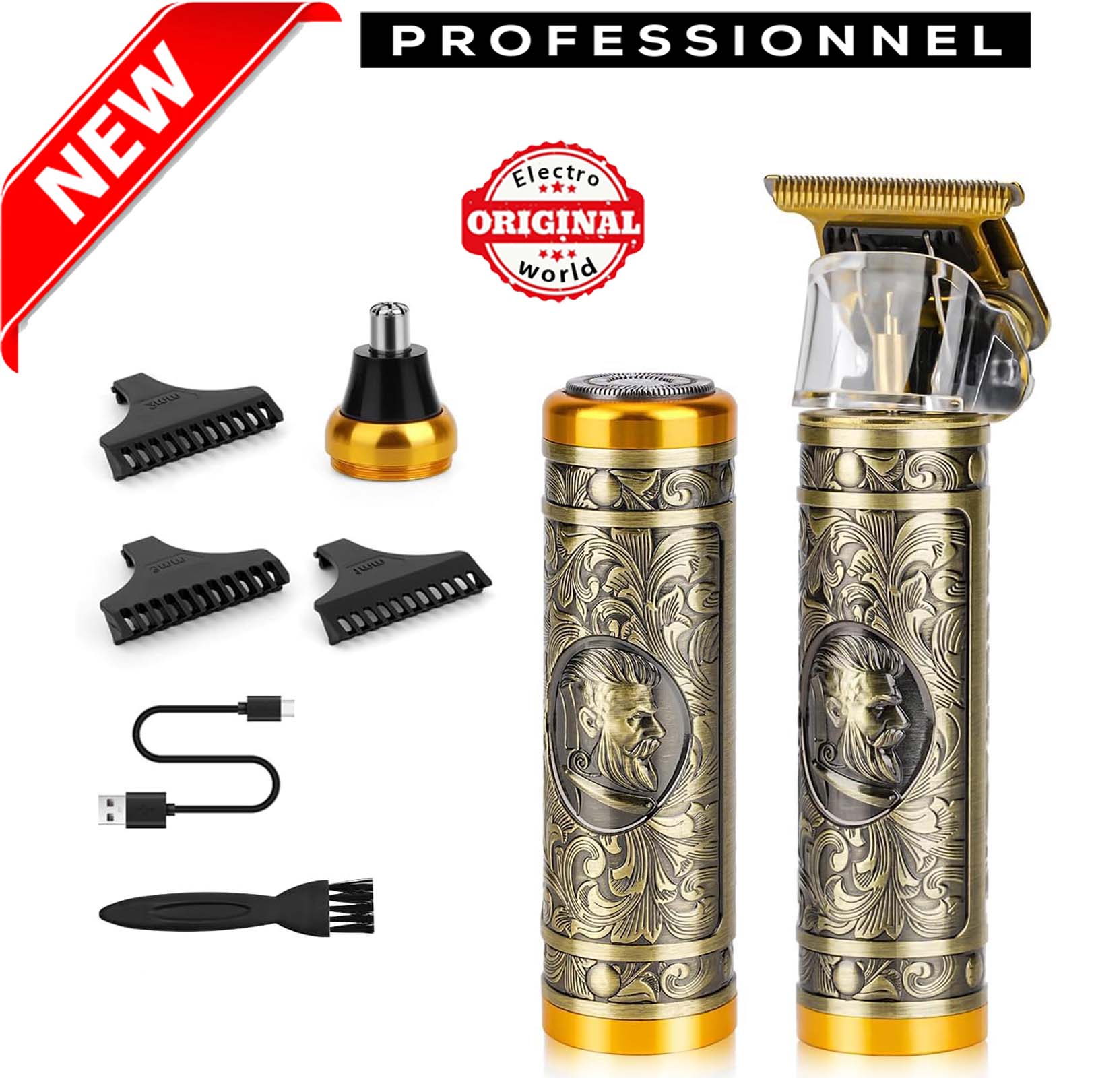 Rasoir T50 Électrique 3 en 1 Rechargeable – Tondeuse et Trimmer pour Homme et Femme