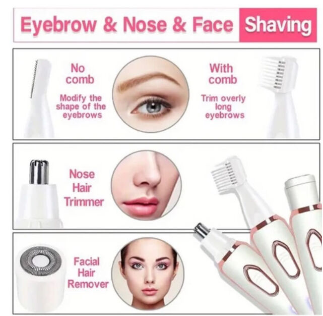 4-en-1 Rasoir Électrique Rechargeable pour Femmes, Épilateur Portable avec Chargement USB