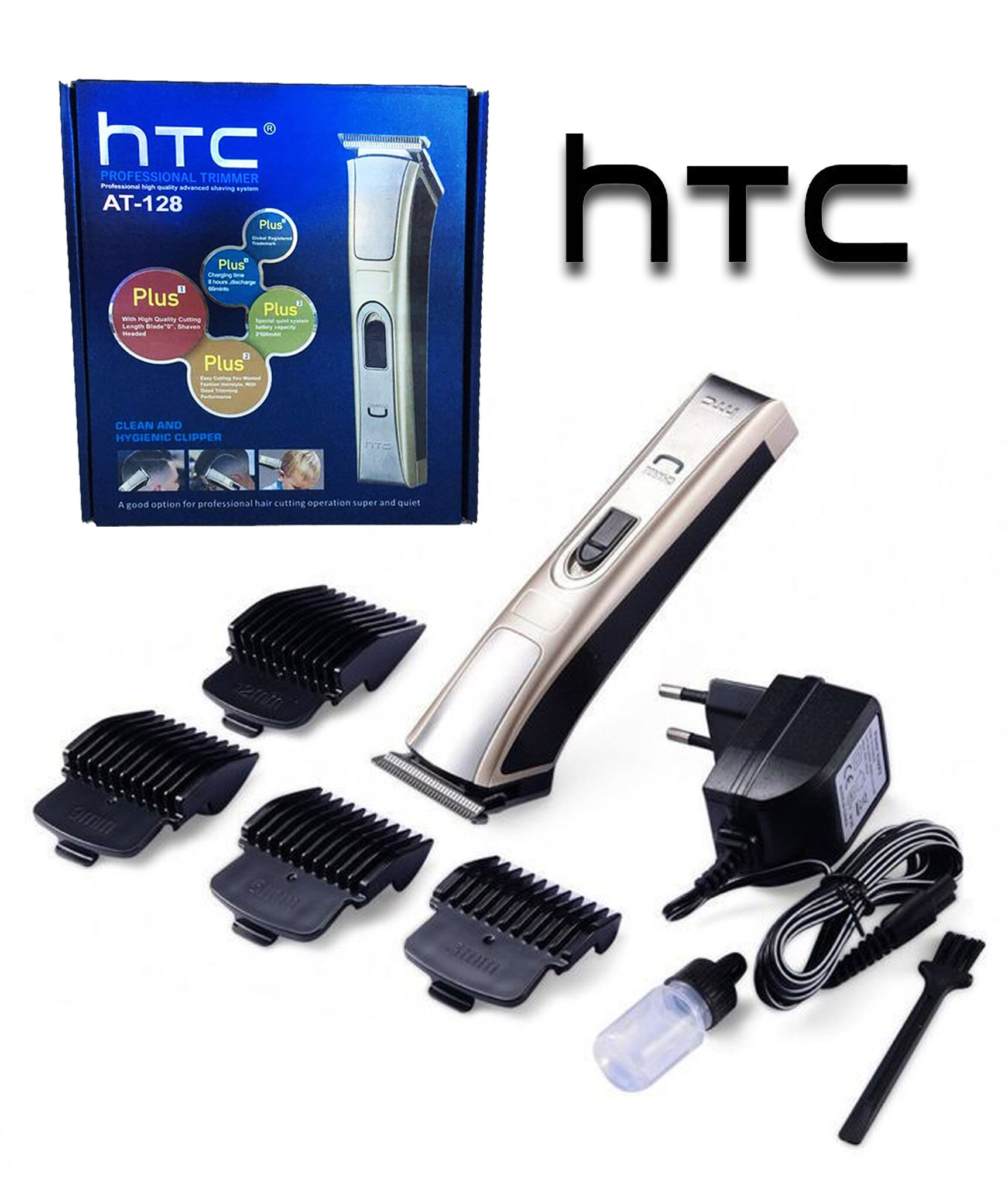 Tondeuse à Cheveux - HTC - AT128 - Rechargeable - Lames en Acier Inoxydable - 4 brosse Détachables thumbnail 3