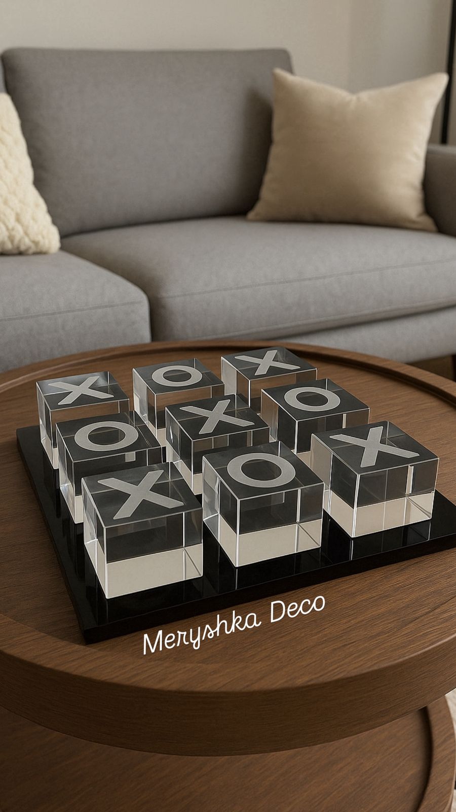 Jeu de morpion décoratif en cristal