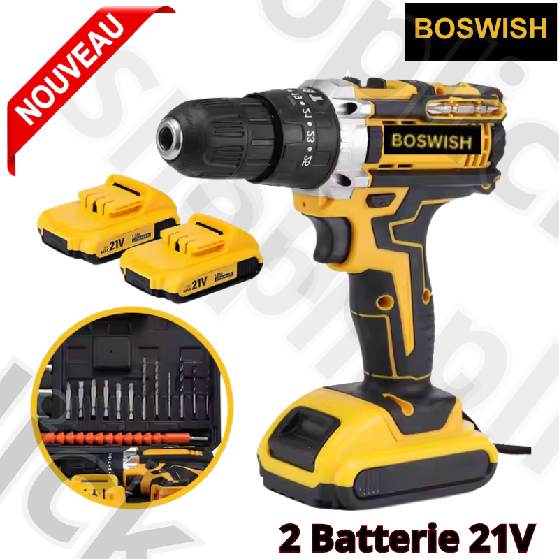 Visseuse Perceuse Électrique sans Fil avec 2 Batterie 21v Max Lithium-ion 5.0 Ah pour Projets de Bricolage