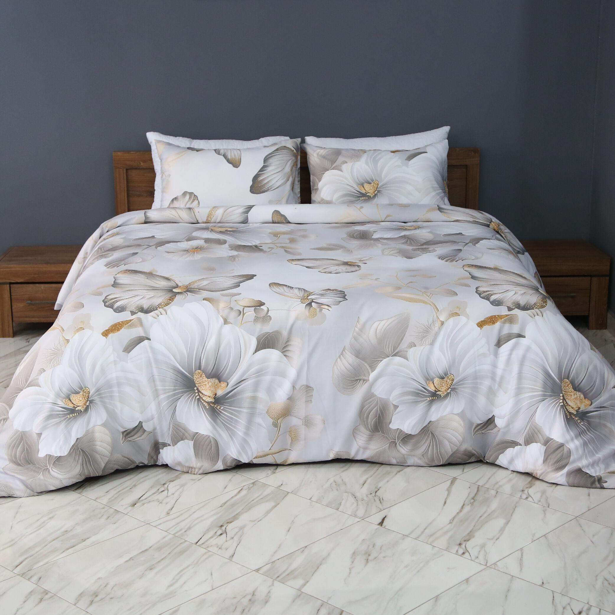 Housse de Couette Double Face Papillon de Lune 1 Place + 1 Taies d’Oreiller Assortie // Doux & Antiallérgique