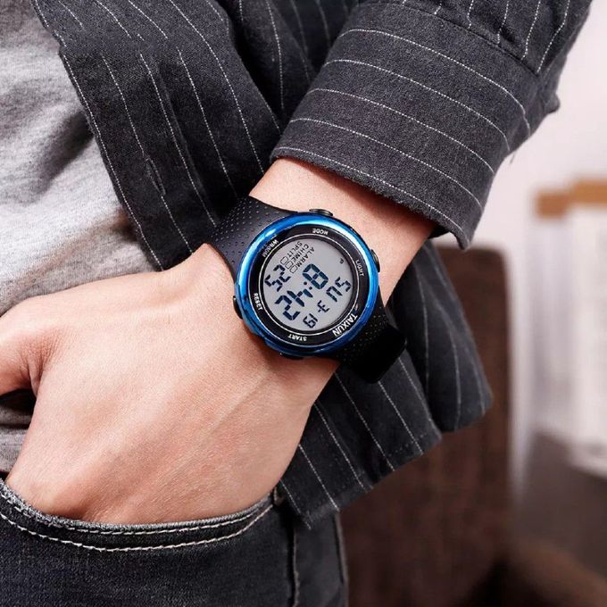 New Montre Sport Élégante Numérique Multifonction Water Résistant Cercle Bleu thumbnail 3