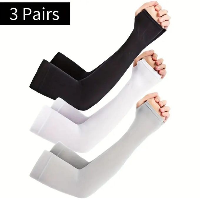 3 Paires de Manchons de Bras Été Respirants avec Trou Pouce pour Sport et Activités Extérieures