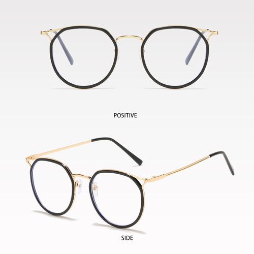 Lunettes rondes anti-lumière bleue noir et doré – Protection et style élégant unisexe