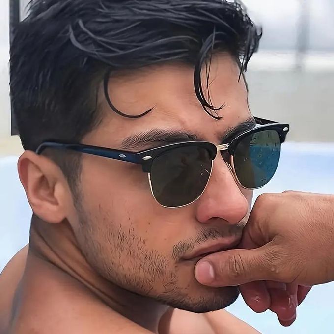 Lunettes vintage homme – Monture métal semi-rimless, design ovale chic et professionnel