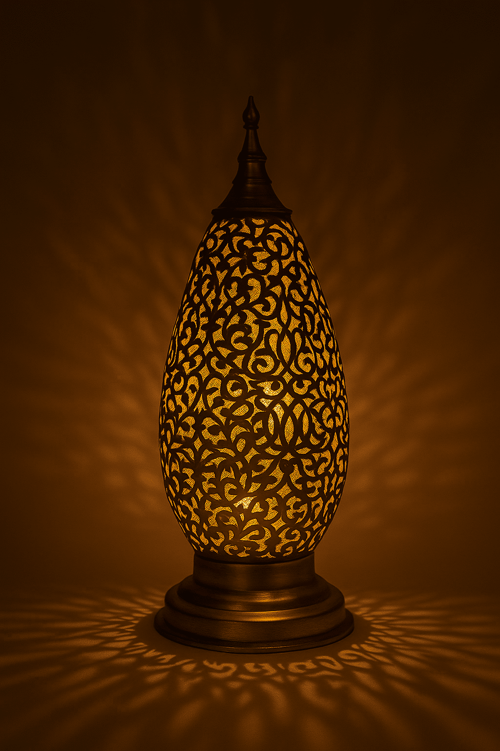 Lampe de table marocaine en laiton – Lampe en métal à motifs anciens pour sol ou console