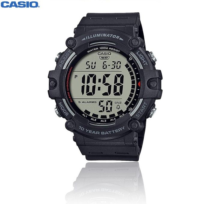 Montre Homme Sport en Résine Noir Numérique Fonction Snooze-AE-1500