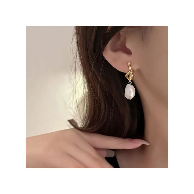 Boucles D’oreilles Perles Plates – Style Coréen Chic, Élégance Moderne pour Femme thumbnail 3