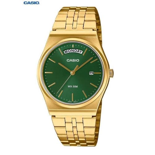 Montre Homme Cadran Vert Bracelet Acier Inoxydable Doré Étanche