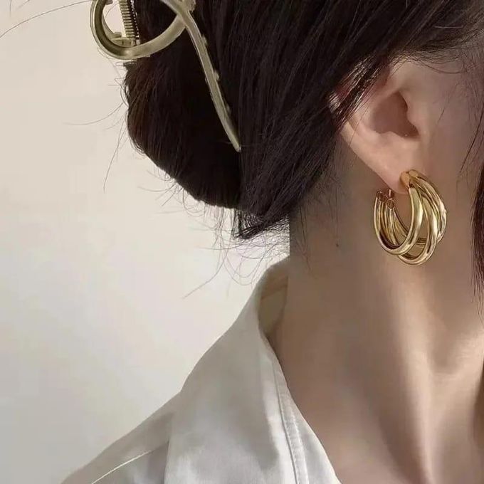 Boucles D'oreilles Créoles Géométriques Vintage en Métal pour Femme – Élégantes, Tendance Mode Coréenne
