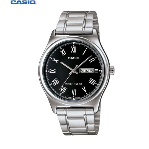 Montre Homme Quartz Analogique Cadran Noir Bracelet Acier Inoxydable