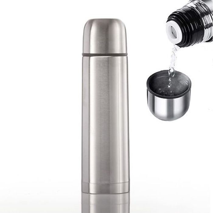Thermos Bouteille isotherme - LUXUS - 500ml - Acier inoxydable - Chaud/Froid - Bouchon tasse