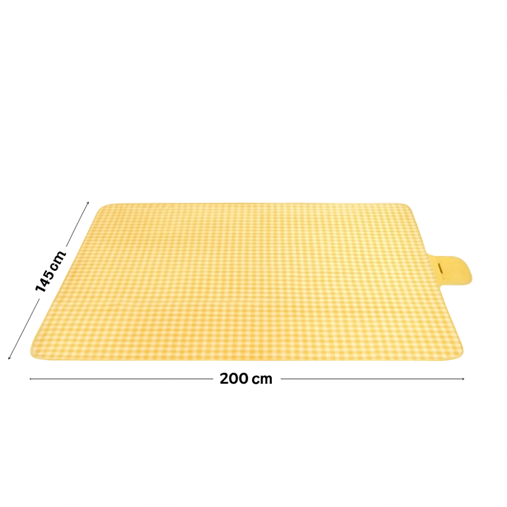 Nappe de Pique-Nique  Gingham Jaune – Imperméable, Anti-Sable et Facile à Transporter