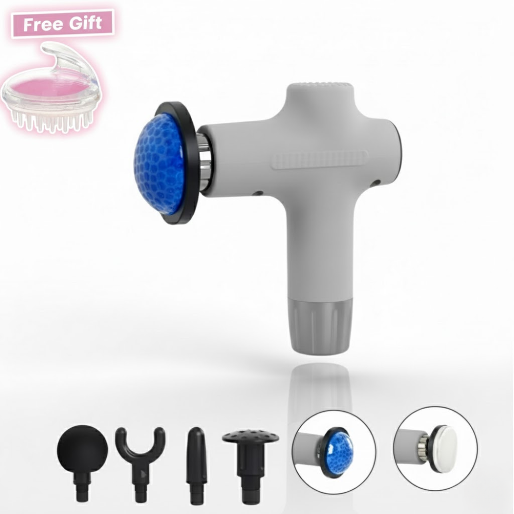 Pistolet Massage Sans Fil JY-711 Plus 6 Tetes - couleur aleatoire + Brosse Offerte thumbnail 1