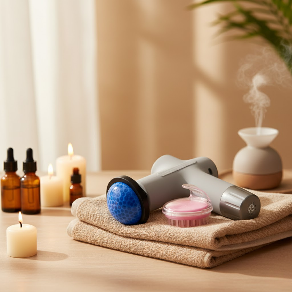 Pistolet Massage Sans Fil JY-711 Plus 6 Tetes - couleur aleatoire + Brosse Offerte thumbnail 3