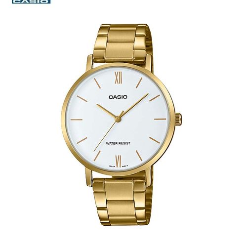 Montre  bracelet métal plaqué or-fond de cadran blanc thumbnail 1