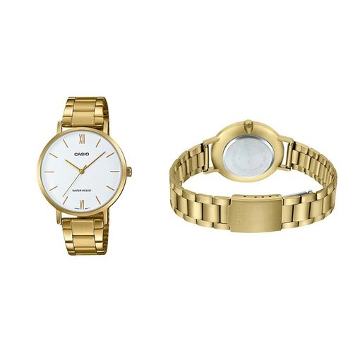 Montre  bracelet métal plaqué or-fond de cadran blanc thumbnail 2