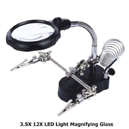 TE-801 Outil de reparation Loupe 3.5X 12X Pince Stand pour Fer À Souder Lampe Led