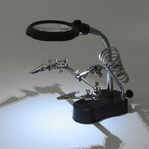 TE-801 Outil de reparation Loupe 3.5X 12X Pince Stand pour Fer À Souder Lampe Led