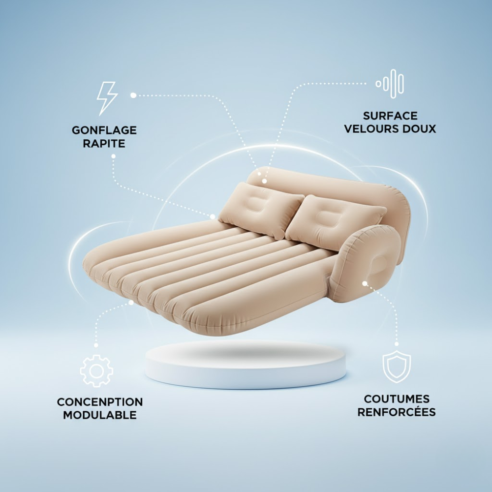 Matelas Gonflable de Voiture Universel – Confort et Repos en Voyage - Couleur Aléatoire thumbnail 3