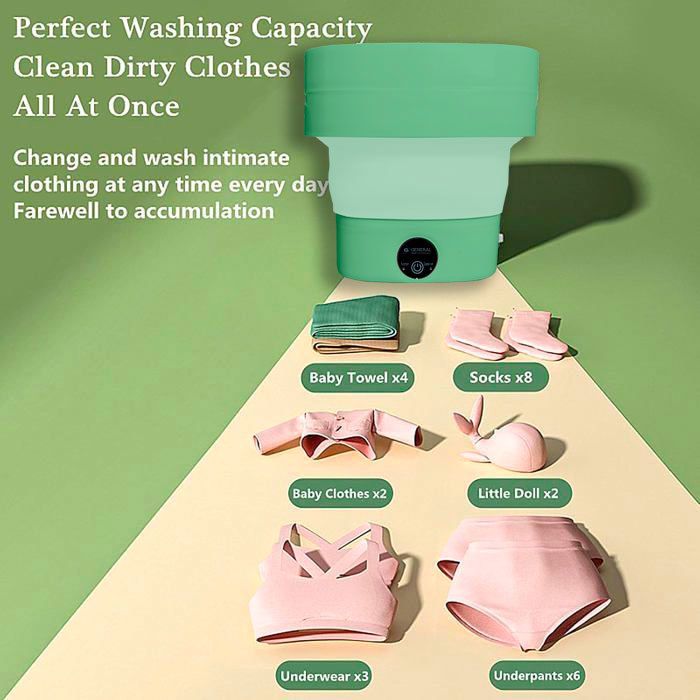 Mini Machine à laver - 8L - Portable - Vert - Ultrasonique thumbnail 4