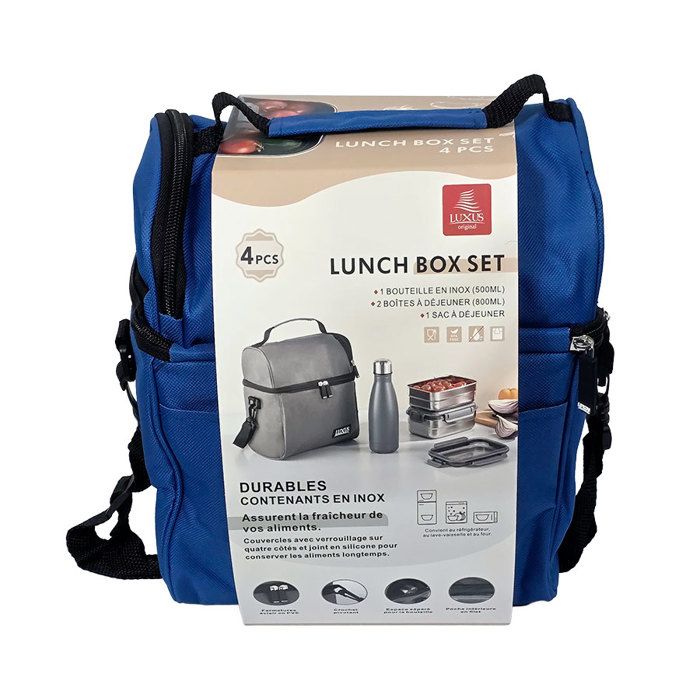 Lunch box - LUXUS - Isotherme - 4 pièces - Inox - Bleu thumbnail 3