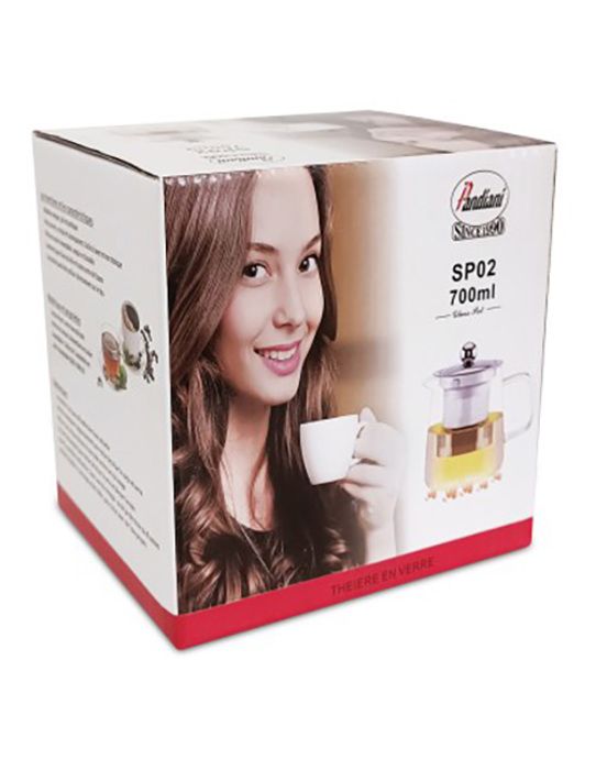 Théière en verre - 700ml - Résistante au feu - Filtre en acier inoxydable