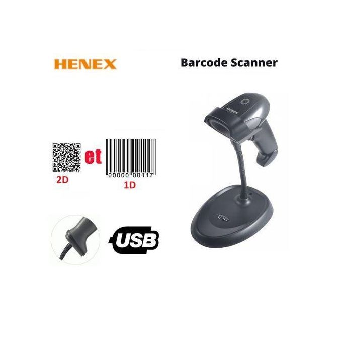 Lecteur code à barre Laser 1D et 2D avec Support (HC-3206)