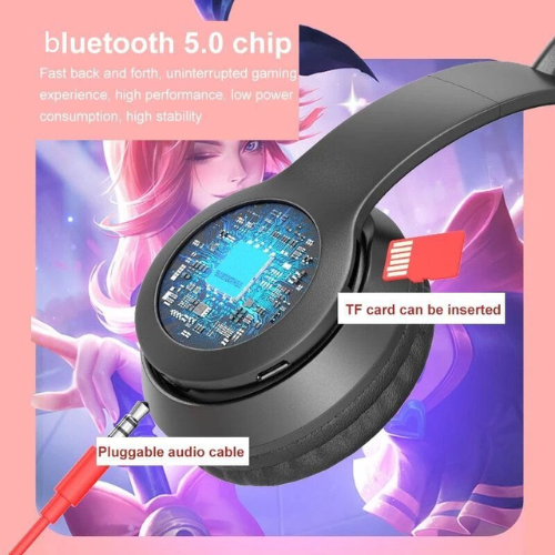 Casque Sans Fil P47M Cat Ear +Manchon De Doigt free fire Gratuit thumbnail 3