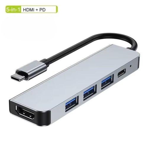 Adaptateur 5in1 USB Type C vers HDMI +3 ports USB 3.0 +USB C a Haute Vitesse thumbnail 1