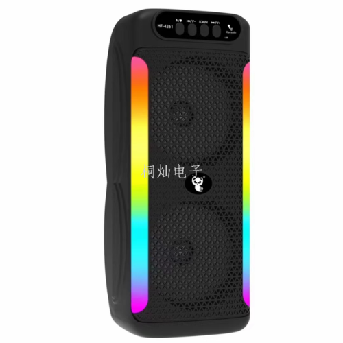 Enceinte Bluetooth Portable HF-4261 Double 4" Haute Puissance à Lumières LED thumbnail 3