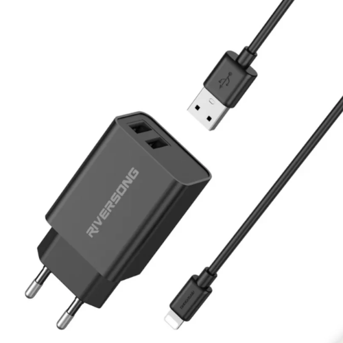 Chargeur Secteur 2x USB + Câble USB vers iphone 