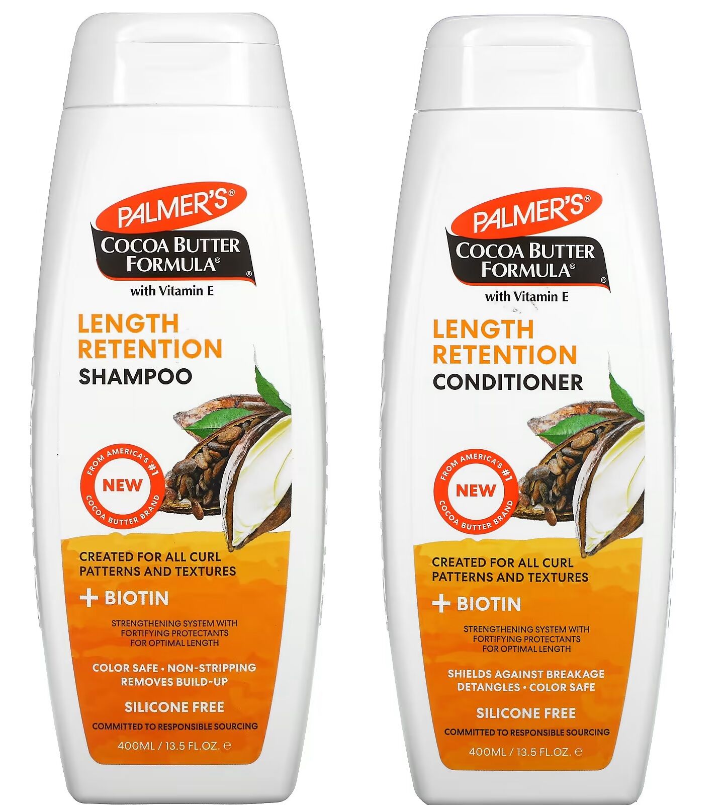 Duo Shampoing + Revitalisant Formule au Beurre de Cacao à la vitamine E & Biotine - 400mlx2