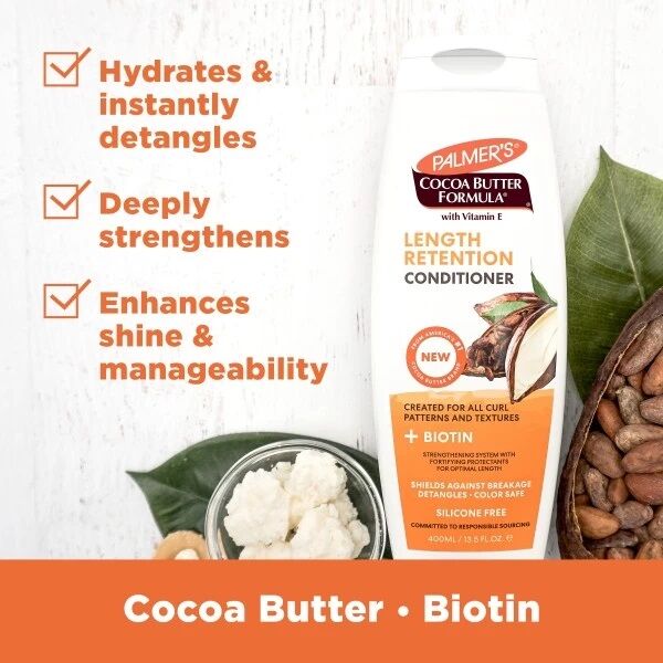 Duo Shampoing + Revitalisant Formule au Beurre de Cacao à la vitamine E & Biotine - 400mlx2 thumbnail 3