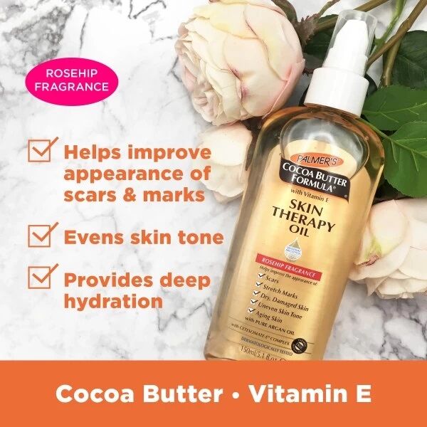 Huile Thérapeutique Avec Beurre De Cacao, Rose Musquée & Vitamine E