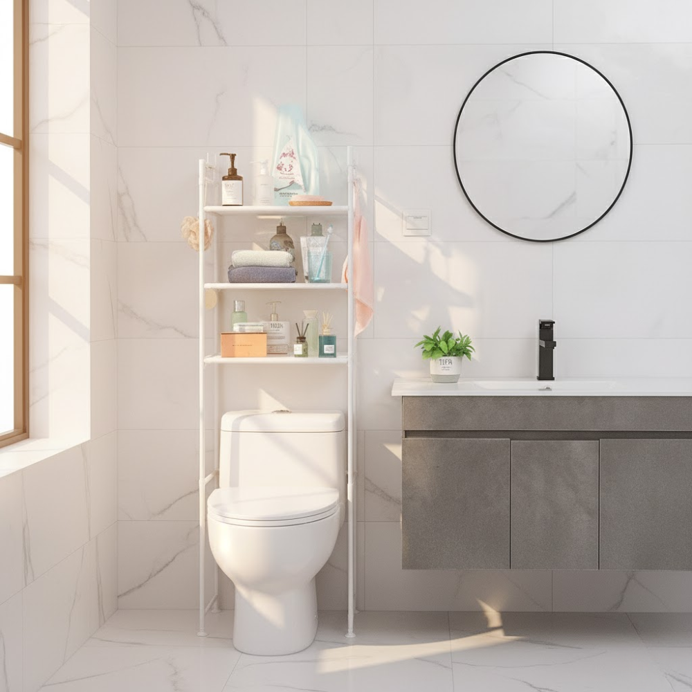 Rangement Salle De Bain Au-dessus Des Toilettes – 3 Niveaux Design Moderne - Couleure Aleatoire thumbnail 1