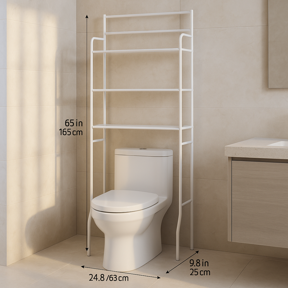 Rangement Salle De Bain Au-dessus Des Toilettes – 3 Niveaux Design Moderne - Couleure Aleatoire thumbnail 2