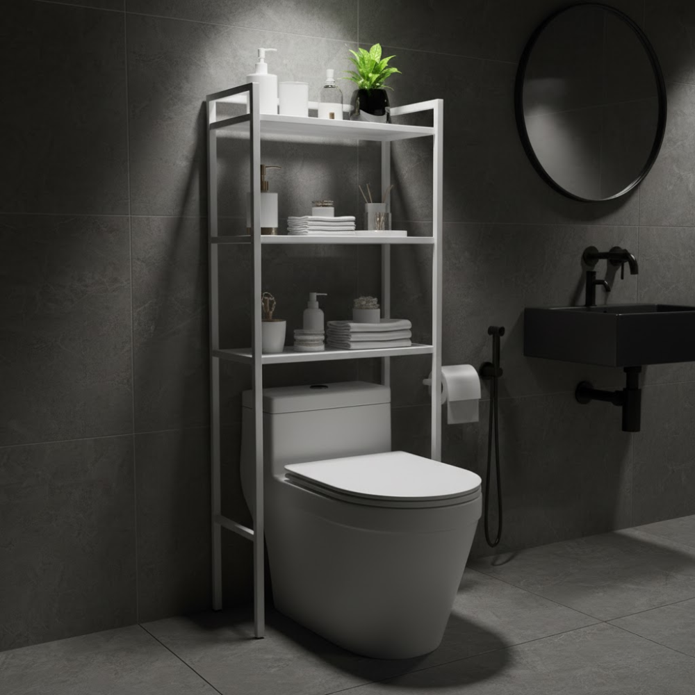 Rangement Salle De Bain Au-dessus Des Toilettes – 3 Niveaux Design Moderne - Couleure Aleatoire thumbnail 5