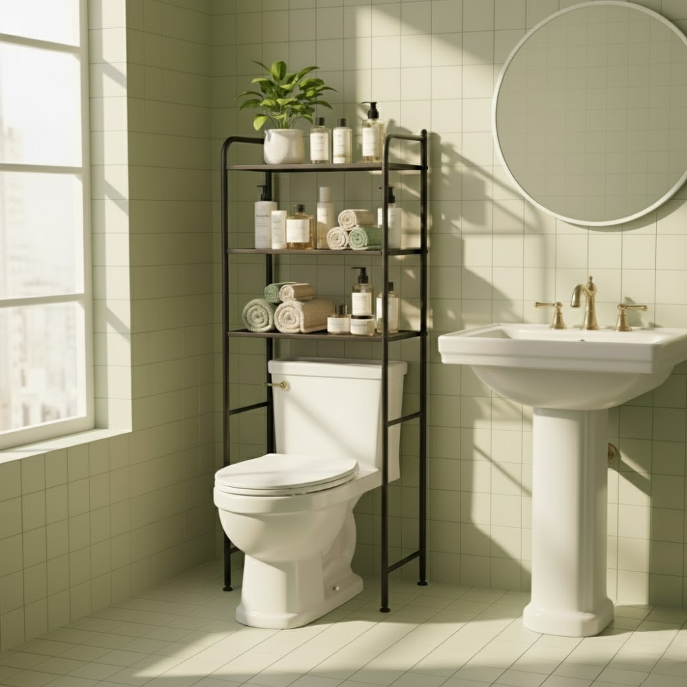 Rangement Salle De Bain Au-dessus Des Toilettes – 3 Niveaux Design Moderne thumbnail 1