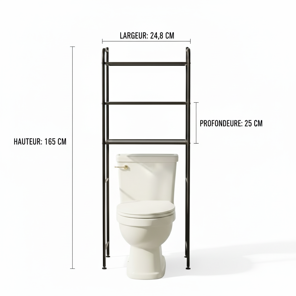 Rangement Salle De Bain Au-dessus Des Toilettes – 3 Niveaux Design Moderne thumbnail 3