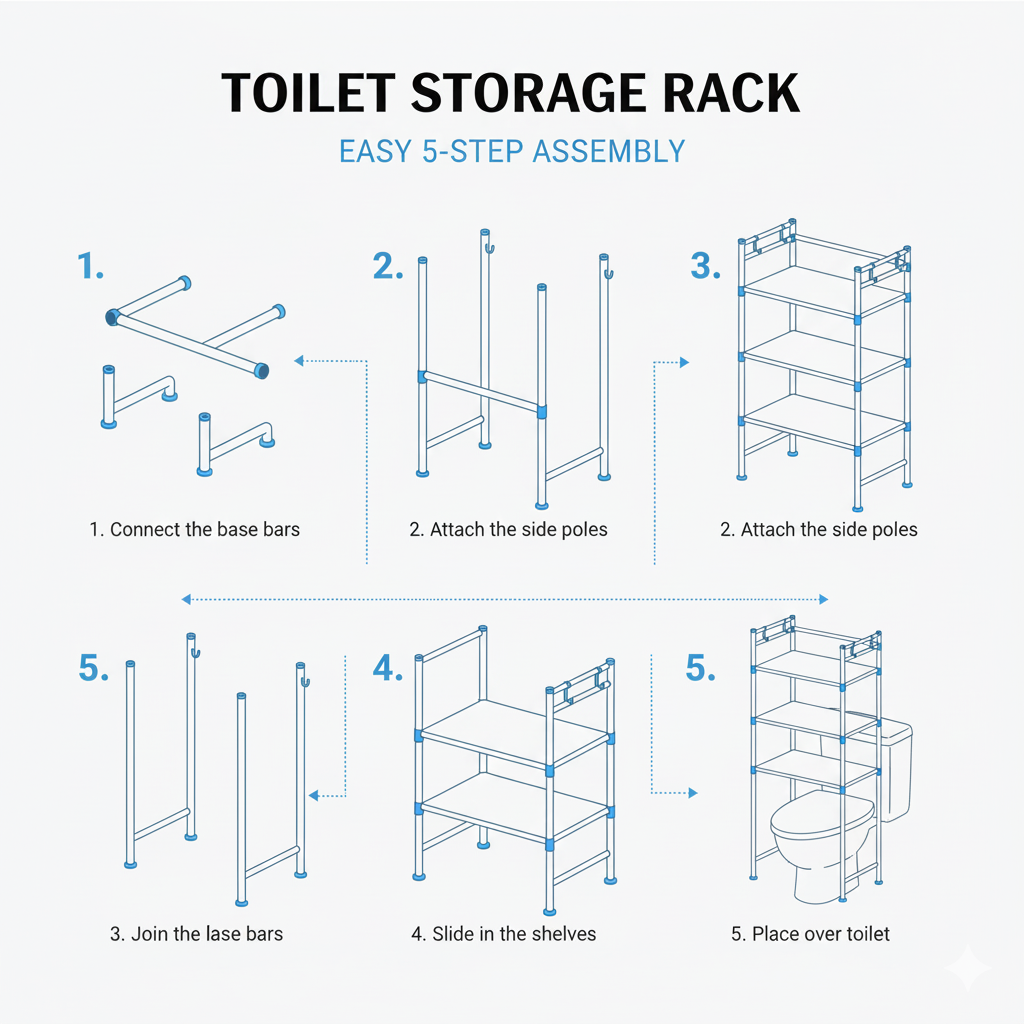 Rangement Salle De Bain Au-dessus Des Toilettes – 3 Niveaux Design Moderne thumbnail 5