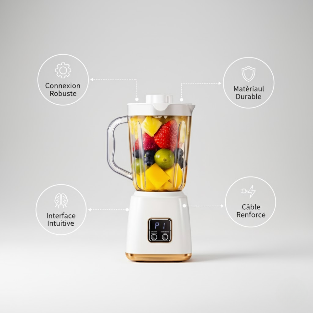 Blender Portable Rechargeable 7,4V Blanc – Lames Inox, Affichage Digital  thumbnail 4