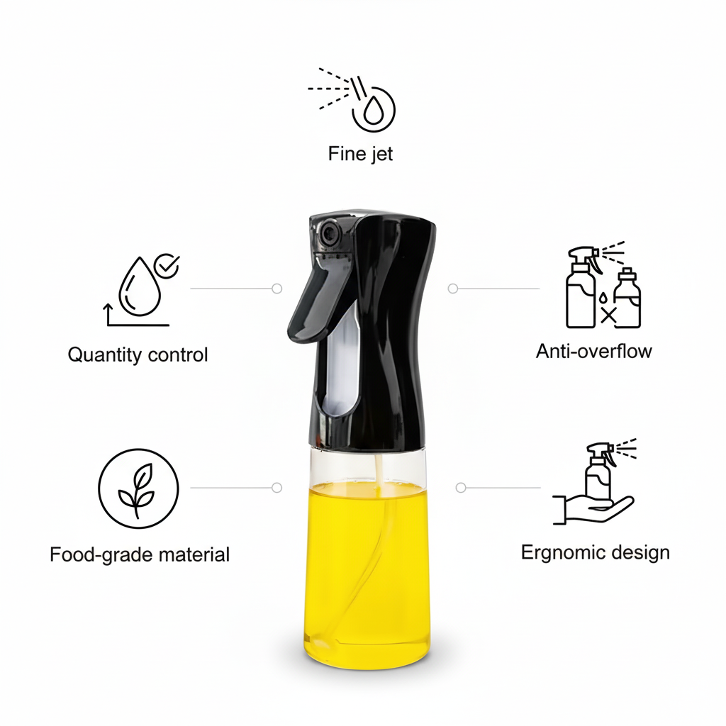 Pulvérisateur d’Huile – Jet Fin Haute Précision – Noir & Transparent thumbnail 2