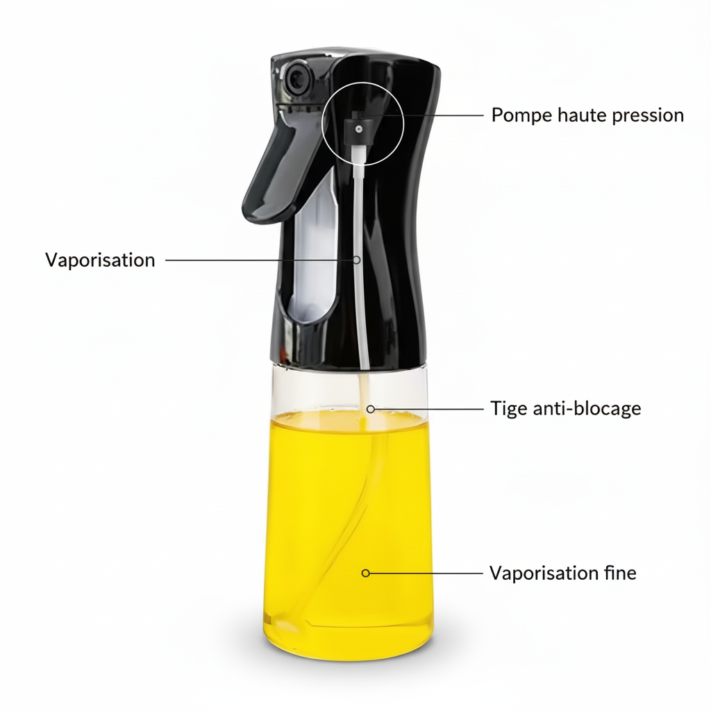 Pulvérisateur d’Huile – Jet Fin Haute Précision – Noir & Transparent thumbnail 3